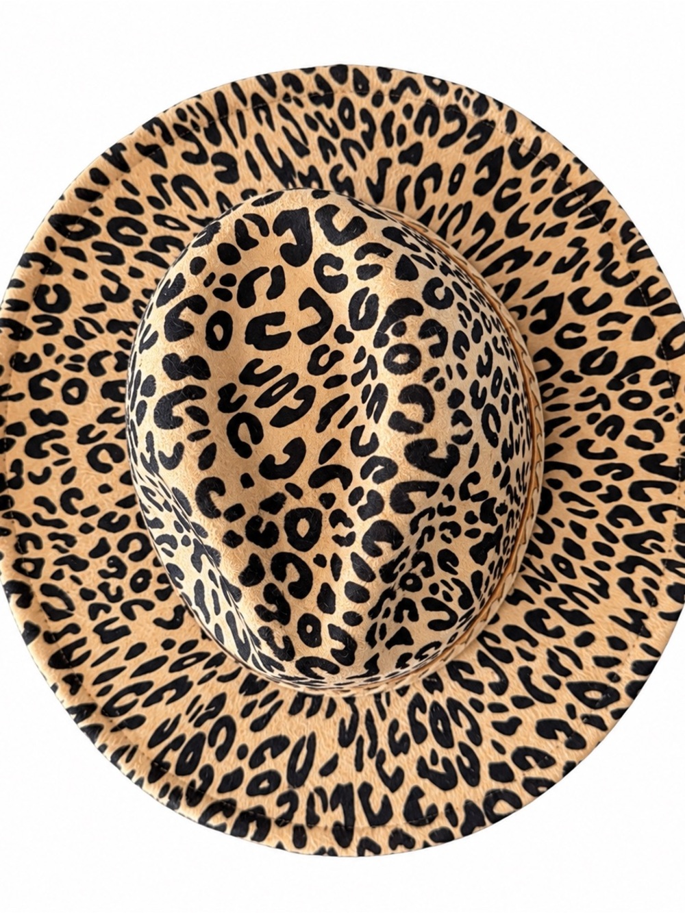 SHEIN Leopard Print Wide Brim Hat - Tan & Black